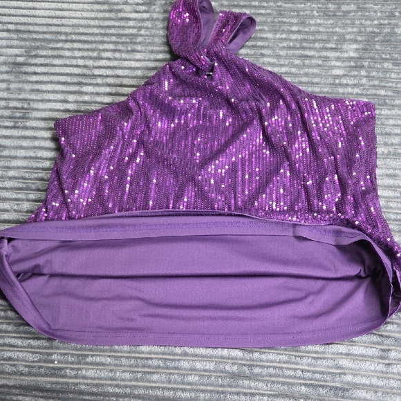 Grace Karin Sparkling Purple Halter Blouse - Picture 5 of 7